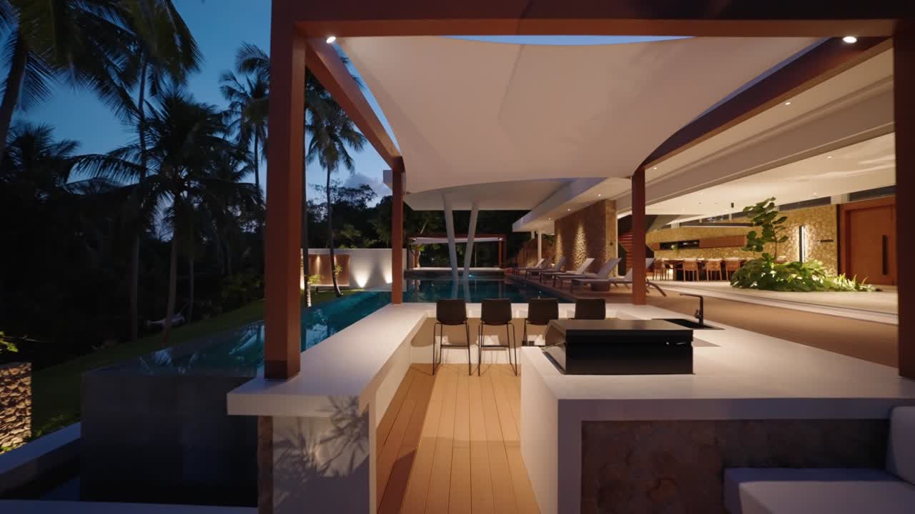 Luxury Hawai'i property at dusk